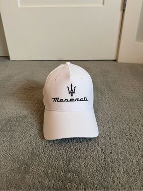 Maserati White Embroidered Baseball Cap